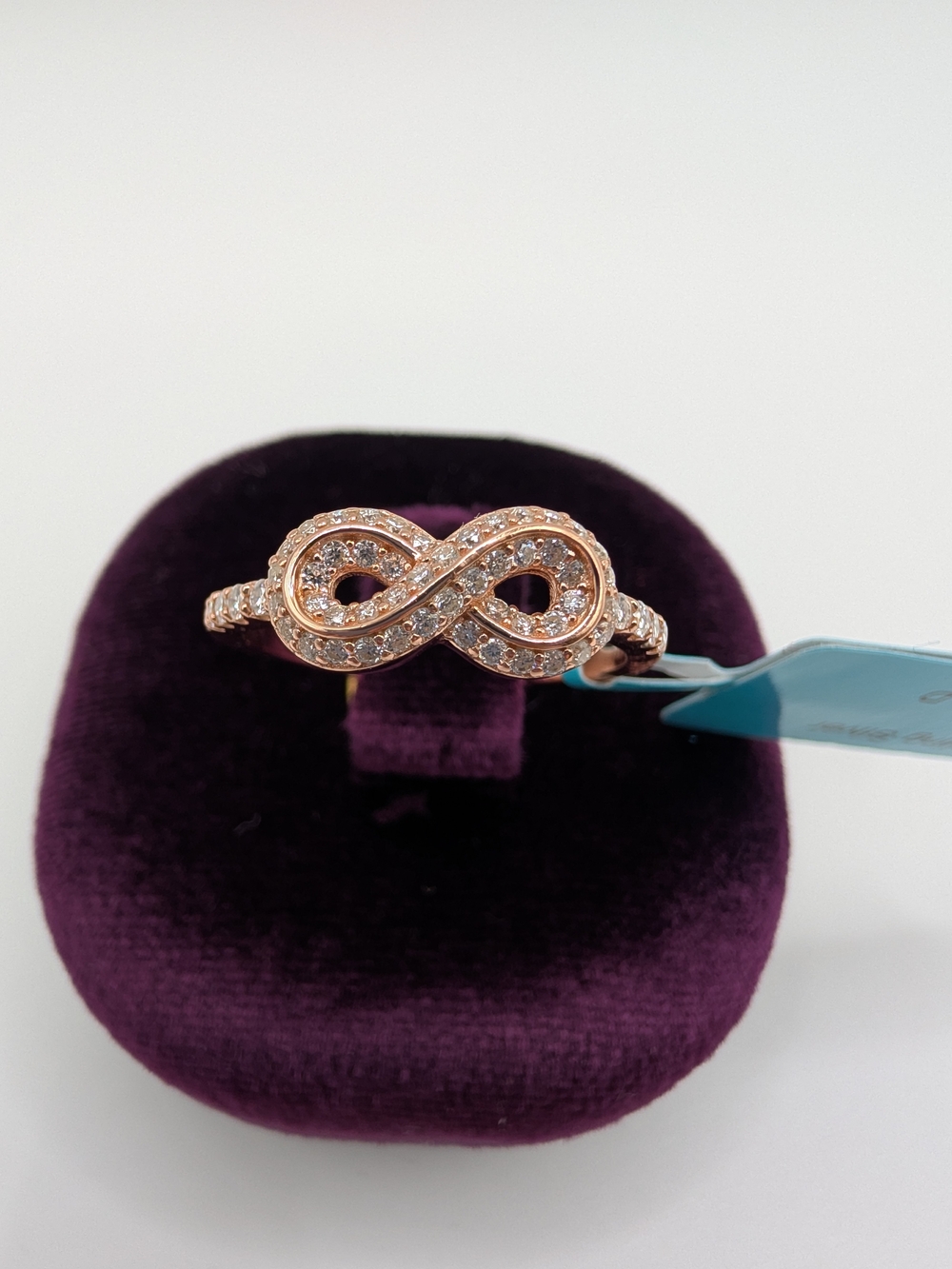 Rose Gold 925 Sterling Silver Moissanite Infinity Ring Band Size 8 (0.42 CTW VVS